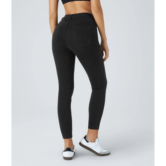 Halara Flex High Waisted Pockets Denim Work Leggings Black XS - Picture 2 of 2